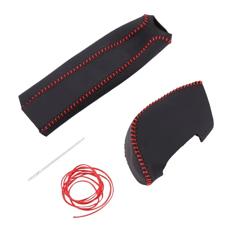 【Price Drop !!】-Leather Covers For Creta Ix25 2017-2019 Car Handbrake AT Gear Head Shift Knob Cover Gear Shift Cover