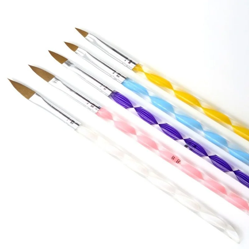 Heißer Verkauf Fünf Größe Nagel Pinsel Set Hohe Qualität Berufs Acryl Flüssigkeit Für Nail art Pen Pinsel Nagel Acryl Pulver