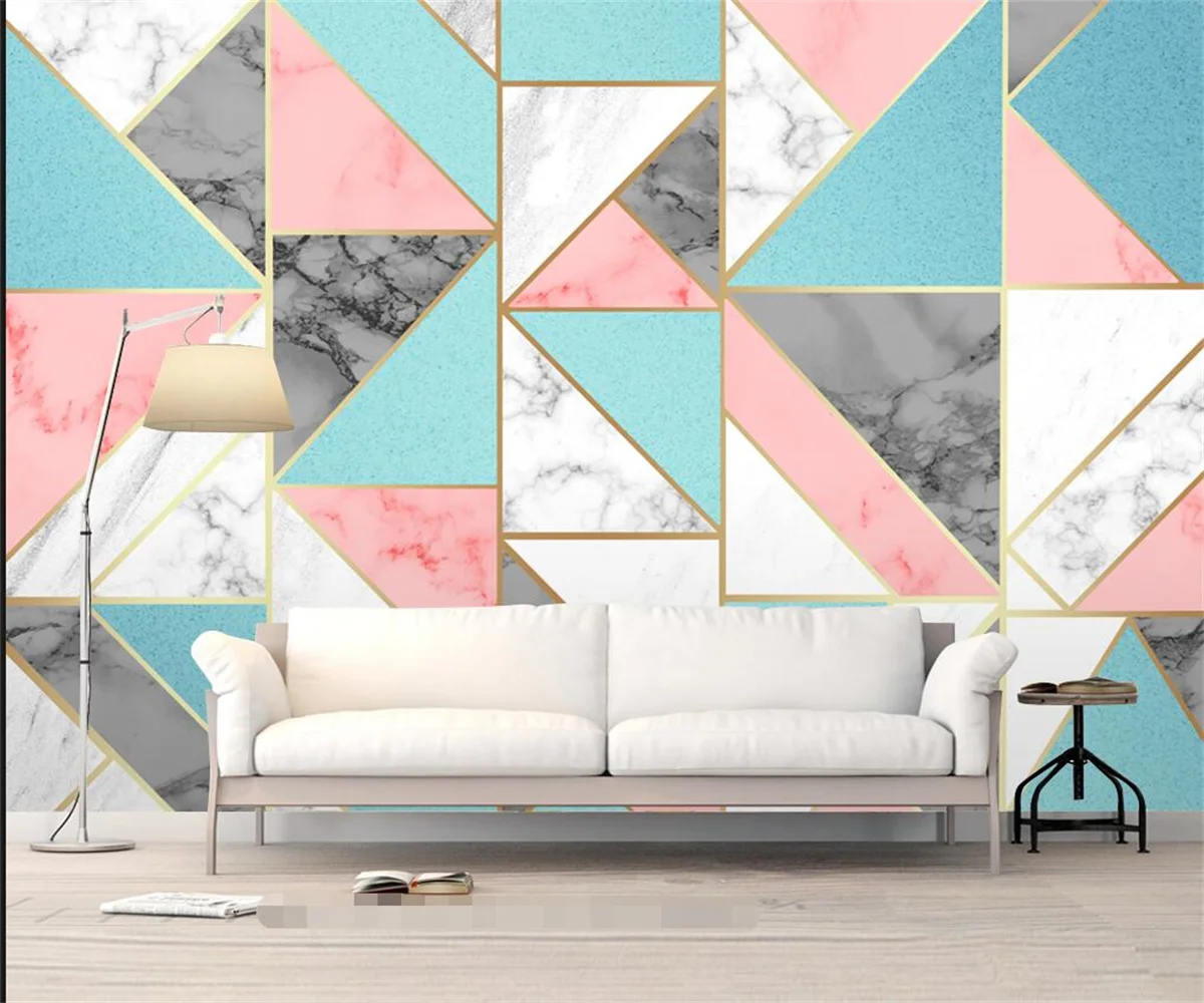 papel de parede nordic modern pink wallpaper marble pattern abstract geometric tv background wall wallpapers for living room