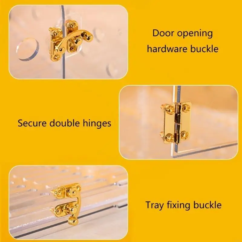 

68UC MultiFunctional Bird Cage Acrylic Clear Bird Carriers Box with Standing Perch for Outdoor Walking Travel Birdcage