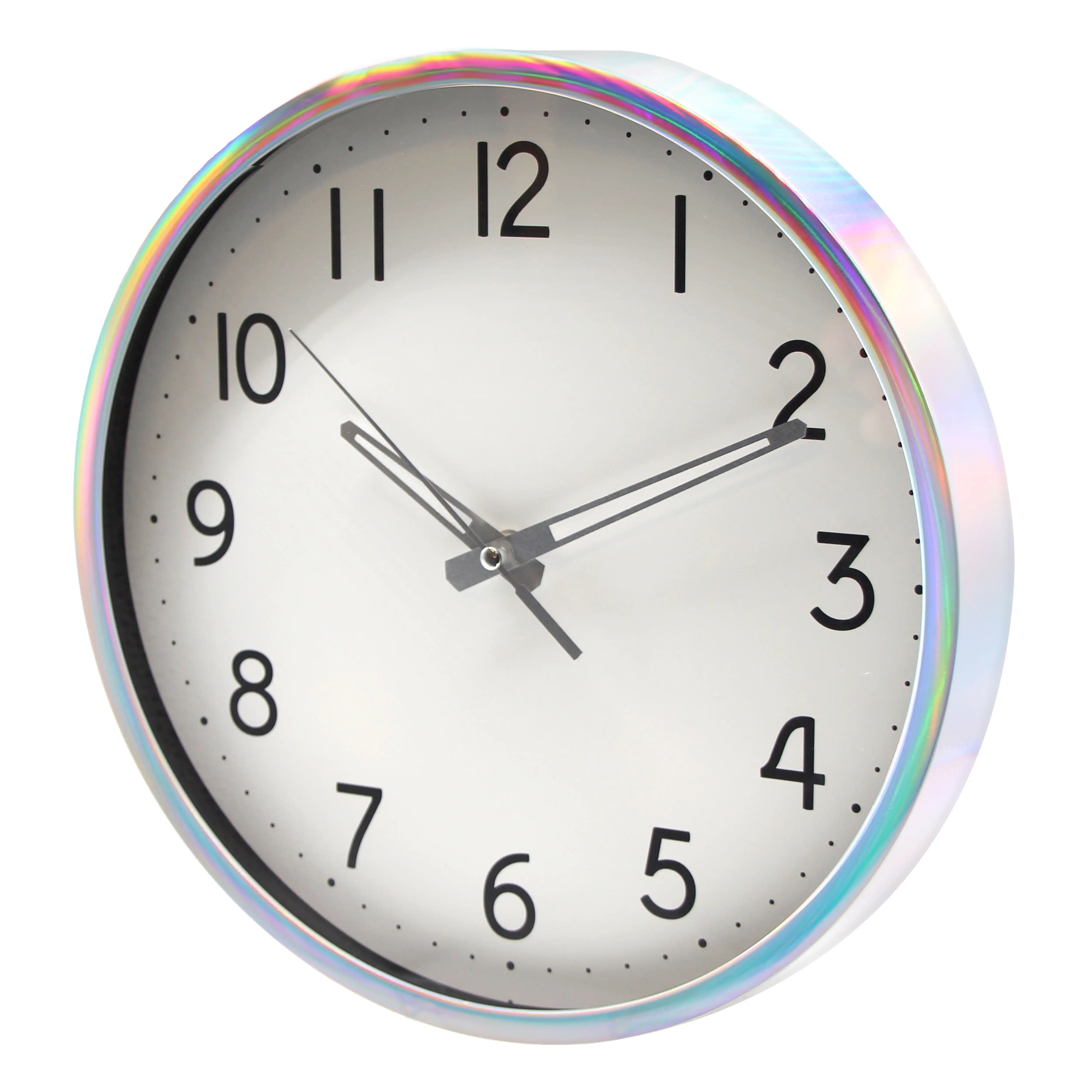 

12 Quartz Iridescent Indoor Wall Clock, Easy Read Large Bold Numbers