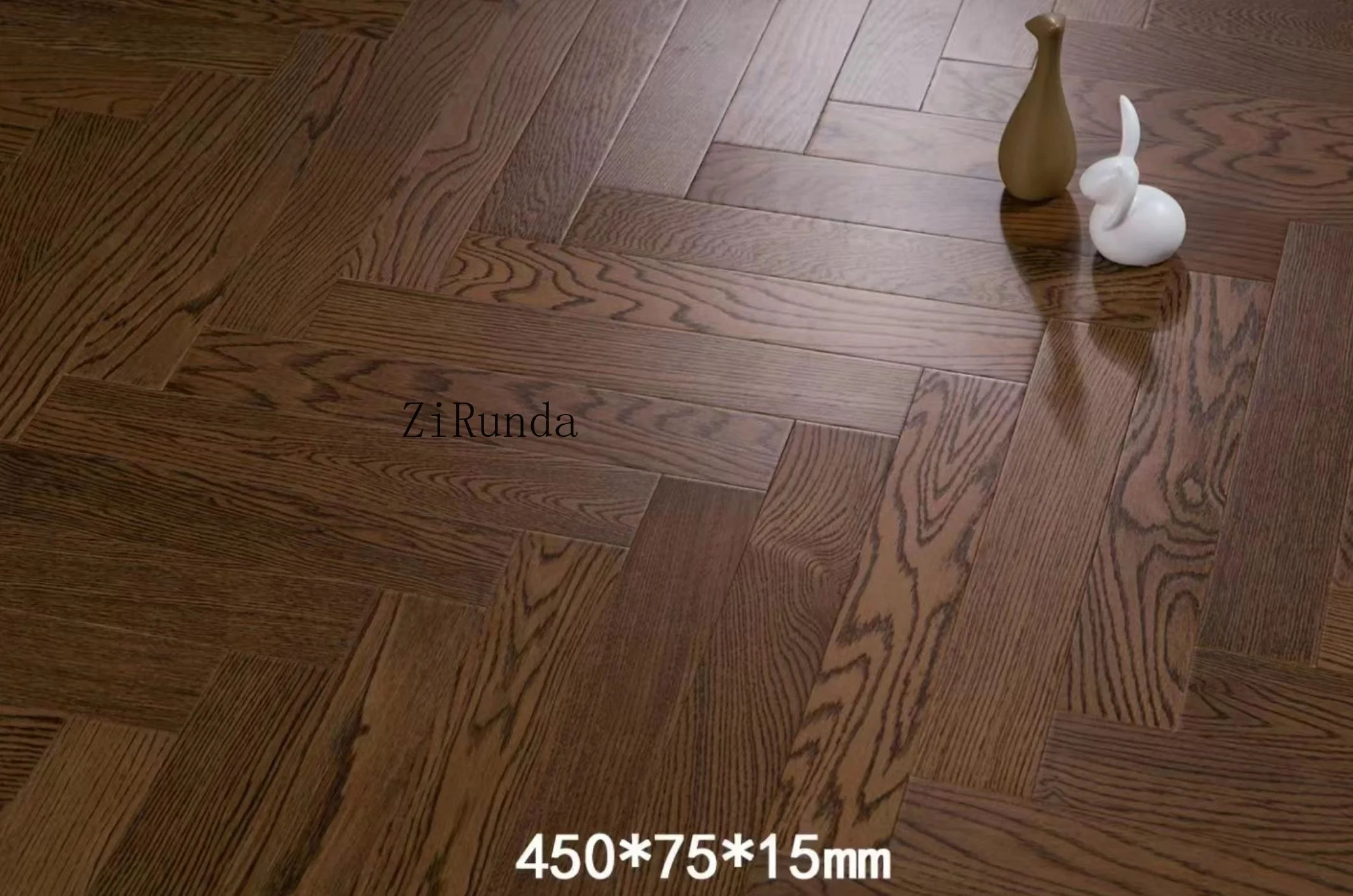 نسخة مخصصة من غرفة المعيشة ذات الأرضية الخشبية الهندسية متعددة الأغراض من خشب البلوط الأوروبي