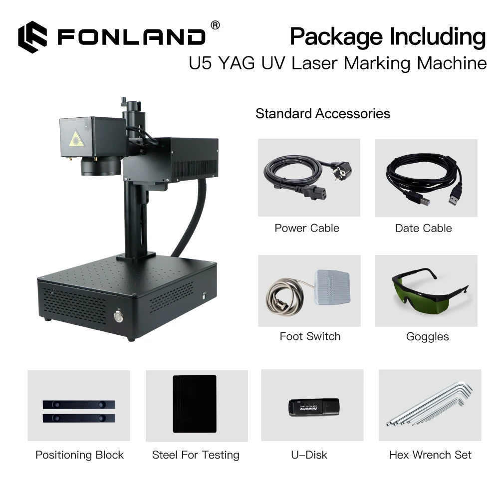 Fonland YAG U5 5 واط آلة النقش بالليزر العالمية الألياف 355 نانومتر آلة الحفر للإلكترونيات البلاستيكية/الزجاج/المعادن #6