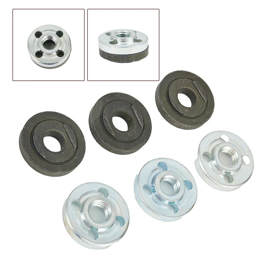 Angle Grinder Flange Nuts For 100 Type Kit Lock Nuts Replacement Set Toothless/Toothed Black + Silver Inner Outer