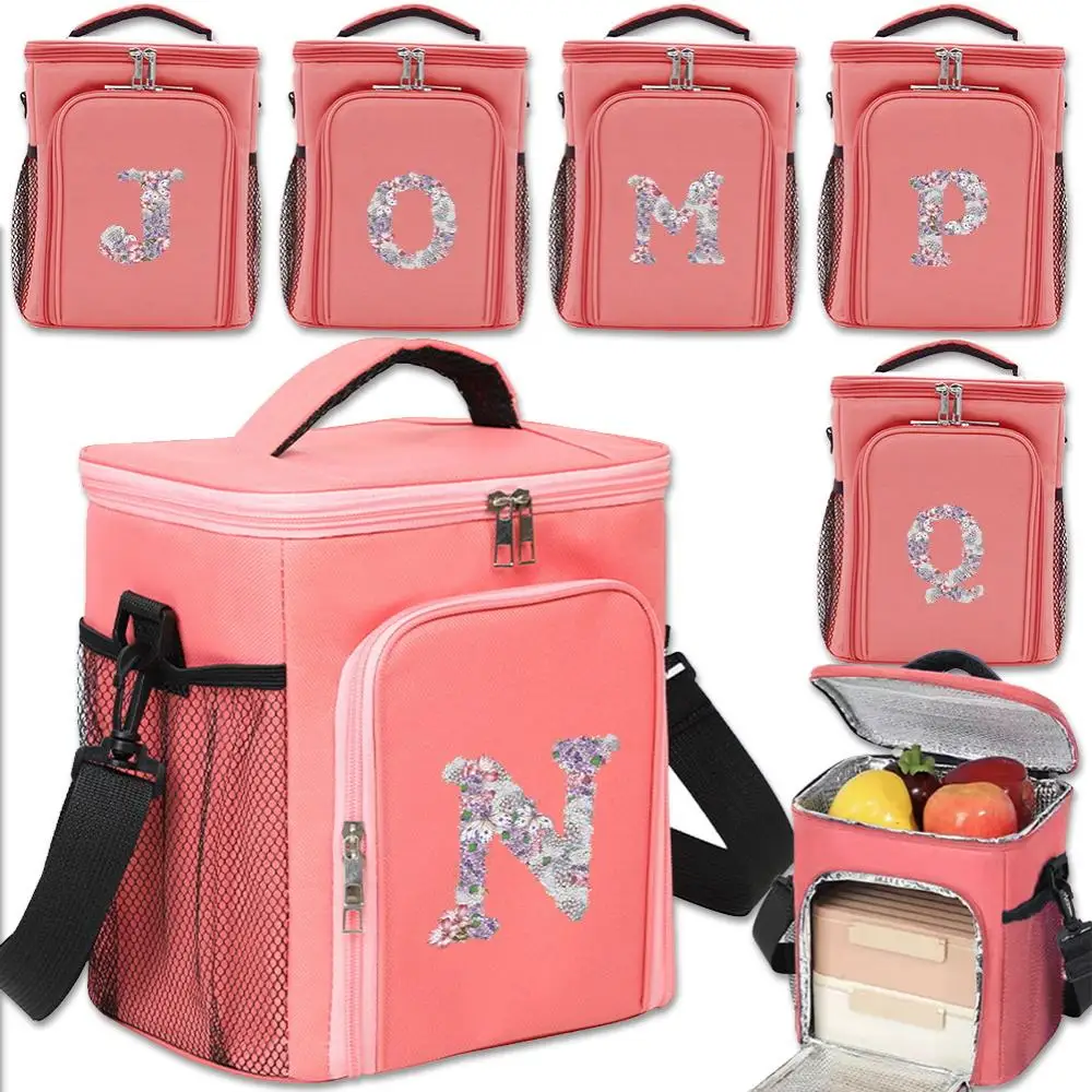 

Cooler Bag Large Capacity Crosbody Lunch Bags Thermal Insulation Picnic Food Bags Rose Flower Pattern Series Outdoor Storage Bag