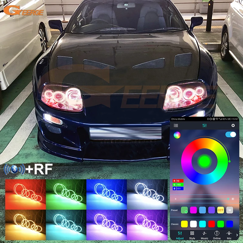 

Для Toyota Supra MKIV mk4 JZA80 1993-2000 2001 2002 Bluetooth APP Многоцветный ультра яркий RGB светодиодный комплект «ангельские глазки» Автомобильный светильник