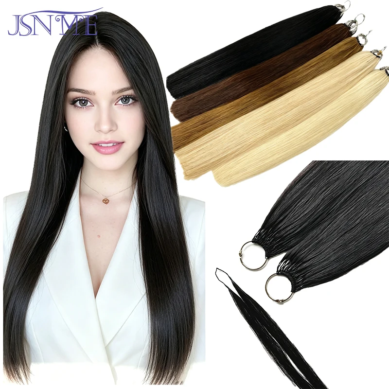 JSNME Double line feather New hair extensions Remy Natural Human Hair Bundles Black Brown Blonde 613 Color Women For Salon Strai