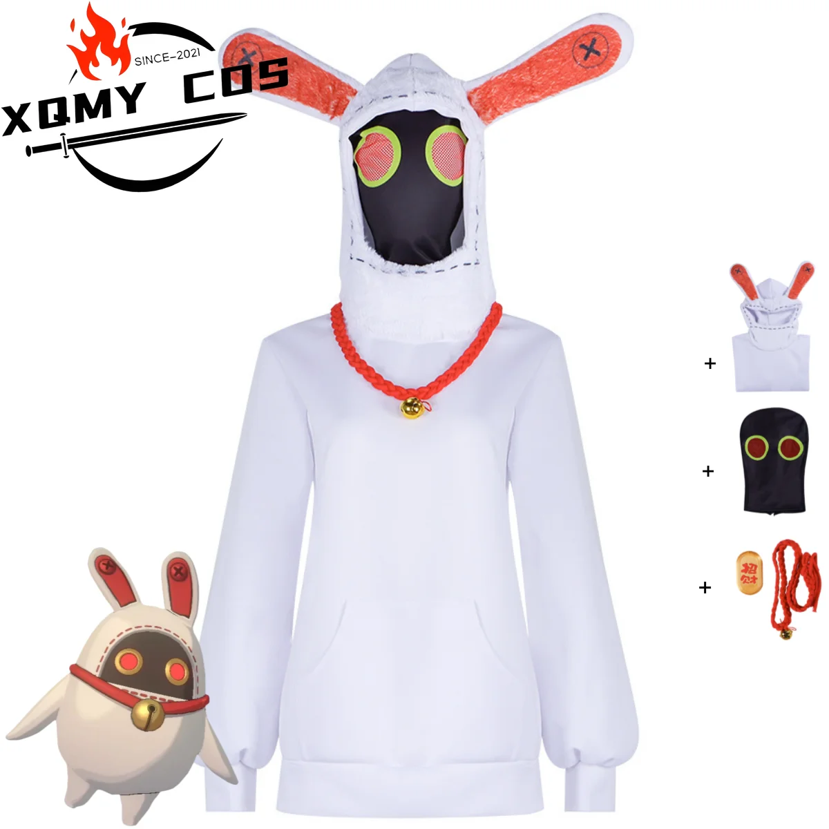 

XqGame Zenless Zone Zero The Bangboo Косплей Костюм Кролик Белые Толстовки Топы Униформа Щит Для Лица Мужчина Женщина Милый Карнавальный Костюм
