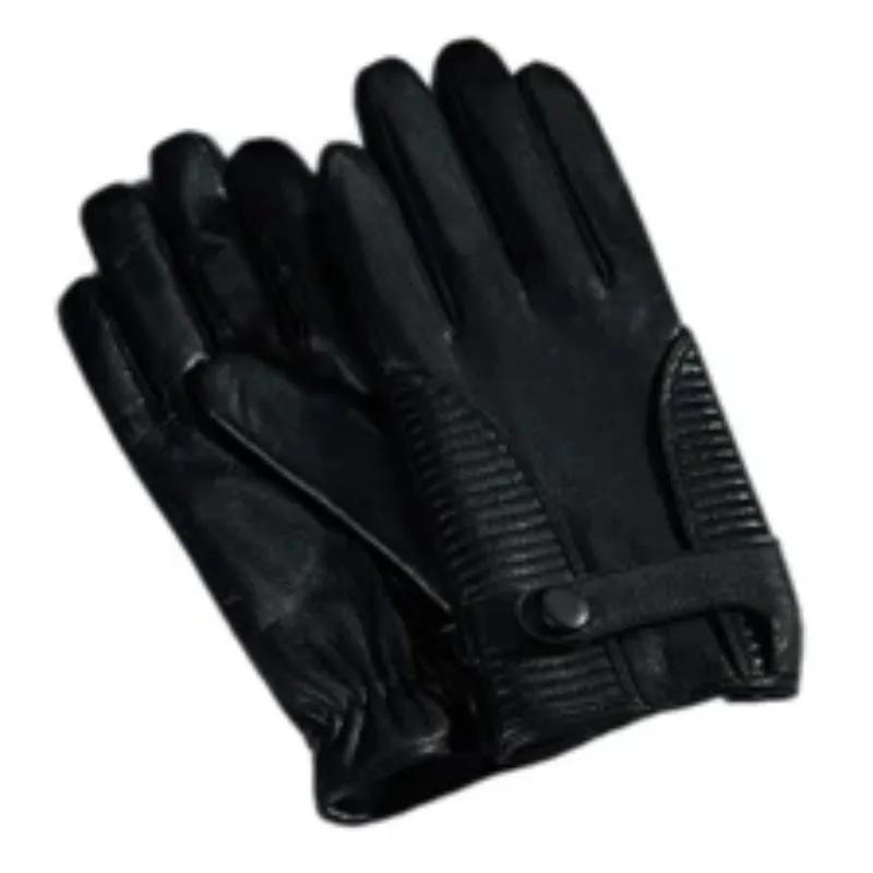 

High quality original design fashion winter wool cashmere lining touch screen men's black leather driving gloves