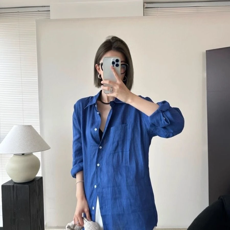 

Linen Sun Protection irt Women's Small Size Summer Thin Cotton Linen Loose White Sunscreen irt Open Cardigan