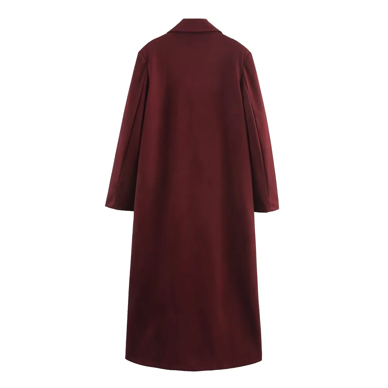 KONDALA Chic Winered Fashion 2025 Autumn Vintage Elegant Woman Long Coats Double Breasted Office Lady Tailored Collar Outwear