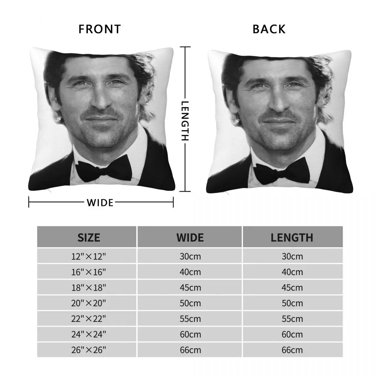 Patrick Dempsey Grey's Anatomy Pillowcase Polyester Linen Velvet Pattern Zip Decorative Throw Pillow Case Bed Cushion Cover 18