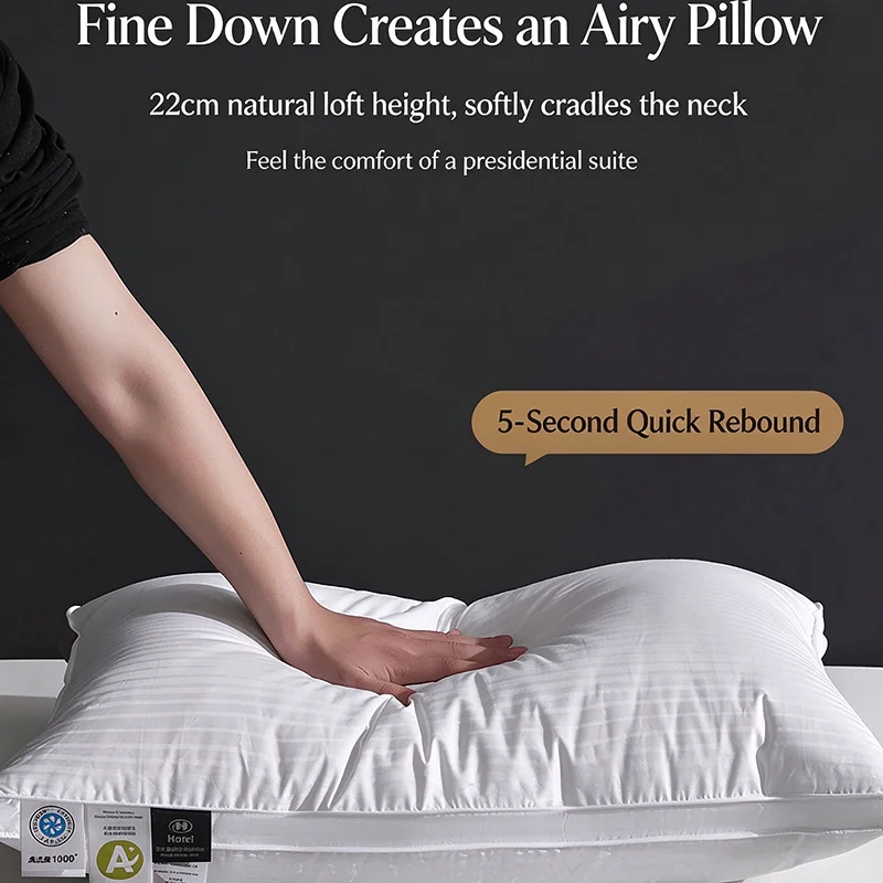 100% White Goose Down Pillow 48x74cm Cervical Sleeping Pillows Luxury Antibacterial Cotton Comfortable Soft Pillow For Adults