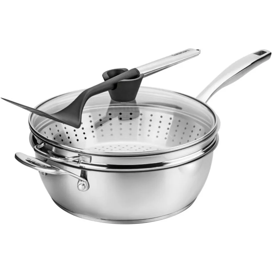 

Preferred Pan 4-Pc Set - Stainless Steel (4.5 Qt. Multi-Purpose Pan w/Cover, Steamer, Slotted Turner)