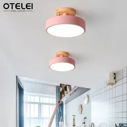 Nordic Corridor Ceiling Light Wooden Round Macaron Balcony Aisle Staircase Cloak Room Study Bedroom Bathroom Home Pendant Light