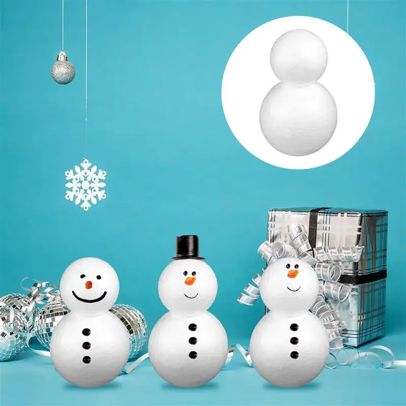 New Design 20Pcs Polystyrene Snowman Polystyrene Craft Balls Making DIY Painting Foams Model DIY Snowman Model DIY Foams Models view 6