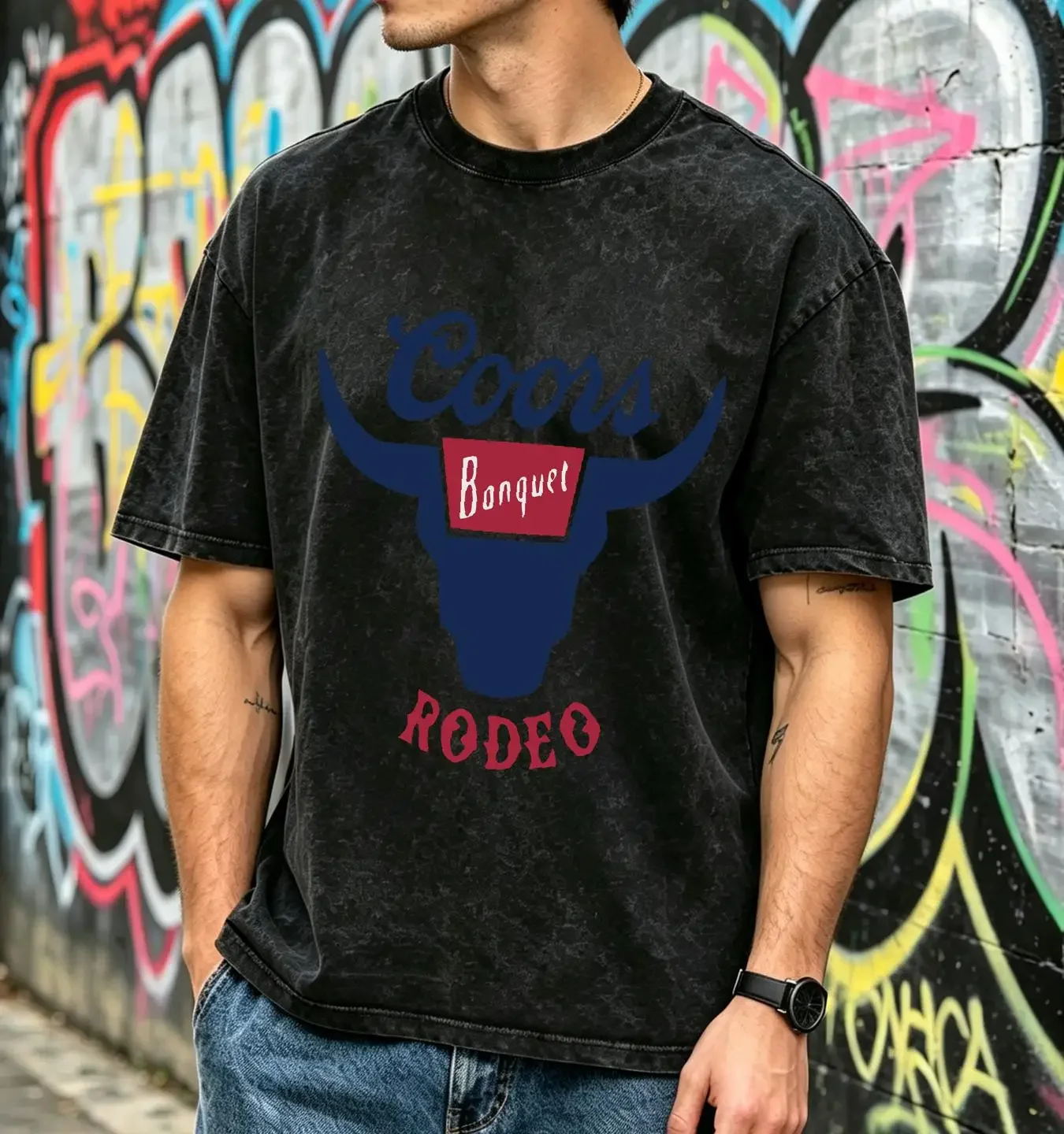washed T Shirt Rodeo Beer Country Western Old Vintage Festival vintage Washed Unisex Breathable Stylish streetwear homme