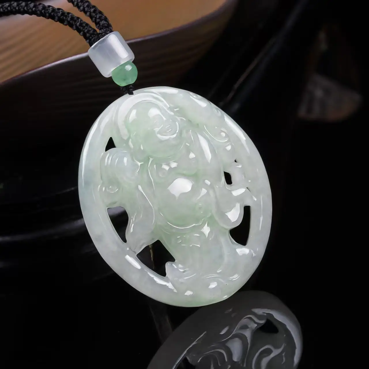 Natural A-grade Jadeite Hollow Stand Buddha Pendant Jewelry Maitreya Buddha Pendant Laughing Buddha Jade Pendant Drop Shipping