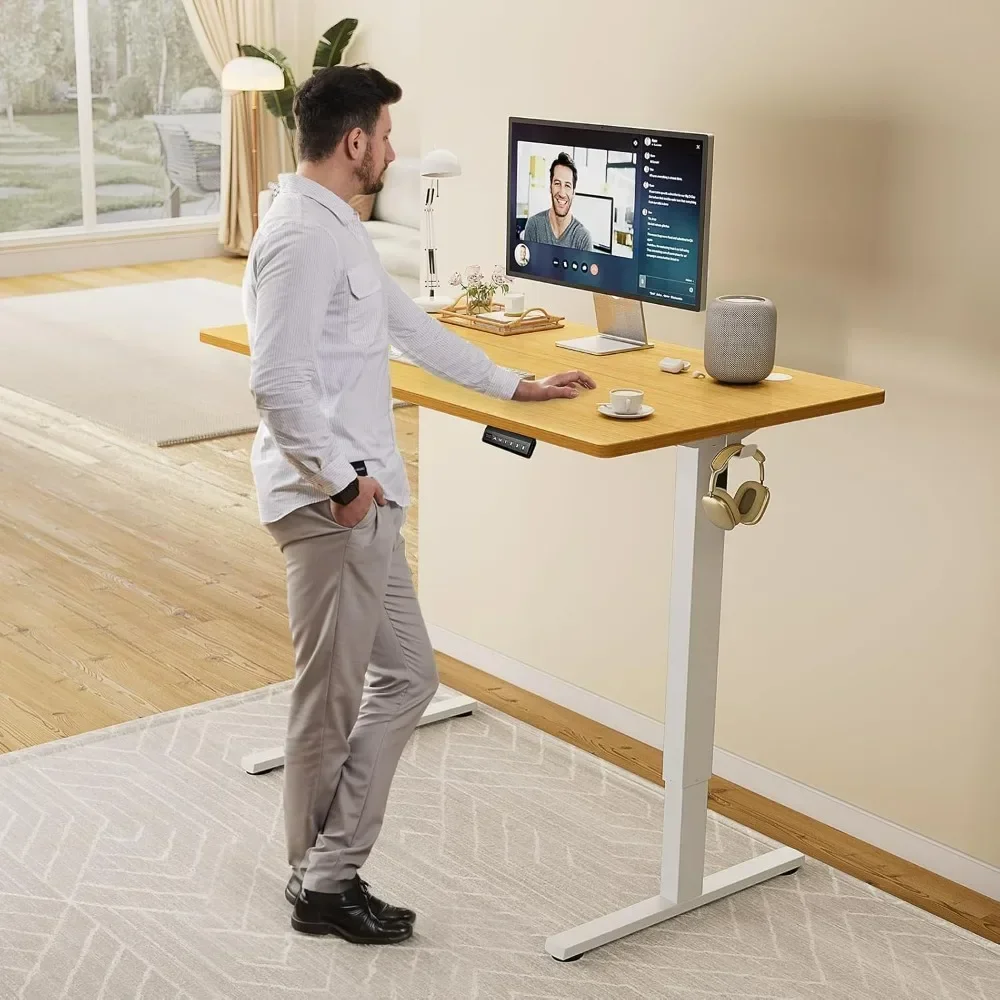 Adjustable Height Electric Sit Stand Up Down Computer Table, 63x24 Inch Ergonomic Rising Desks for Work Office Home