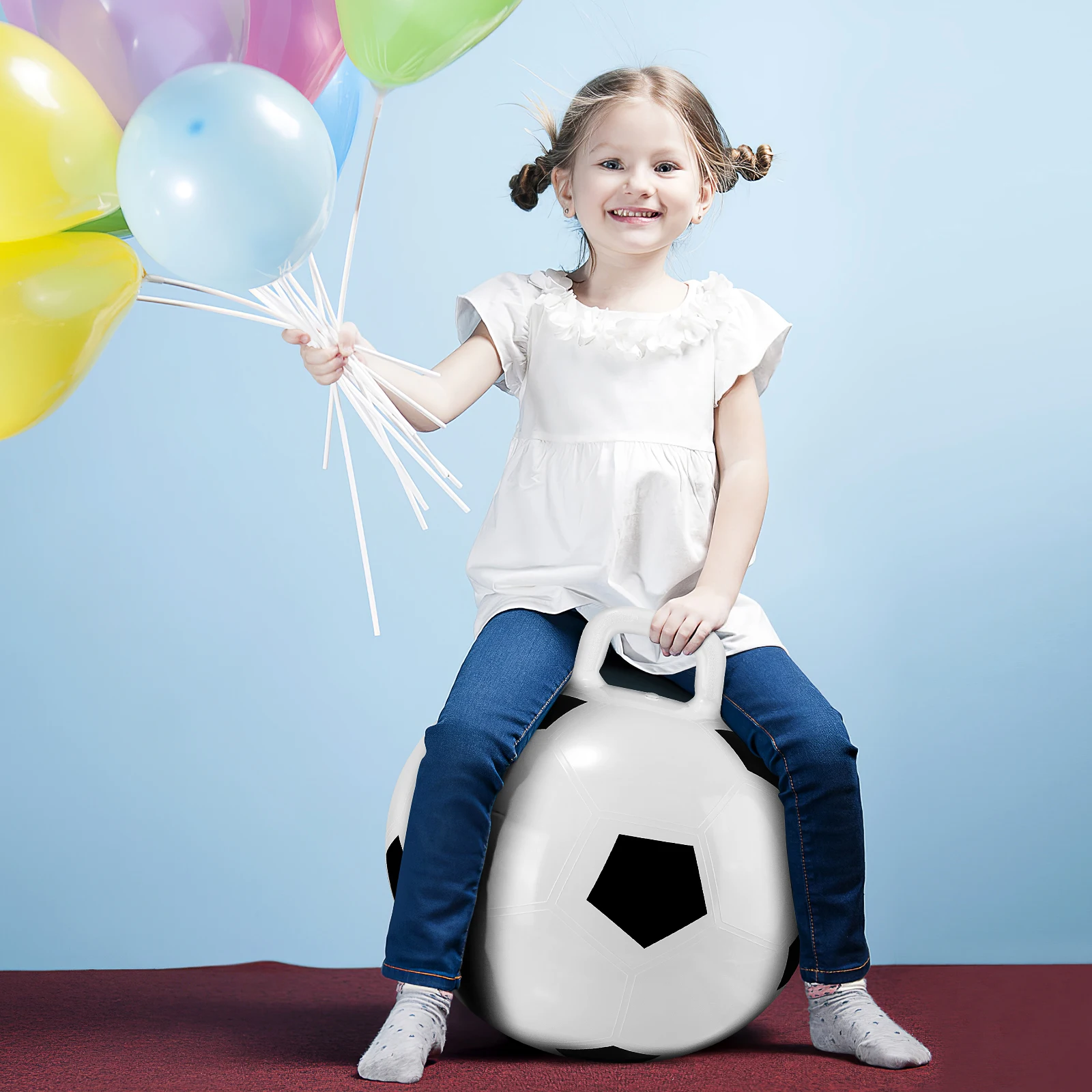 

Inflatable Jumping Ball Non-toxic PVC Toy Football Kids Outdoor Indoor Activities Water Parks Beach Pools Lightweight Safe Fun