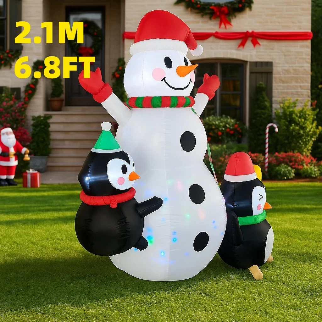 

2.1M/6.8FT Inflatable Snowman Penguin Lights LED Home Decorations Toys Yard Xmas Ornaments Holiday Decor Supplies