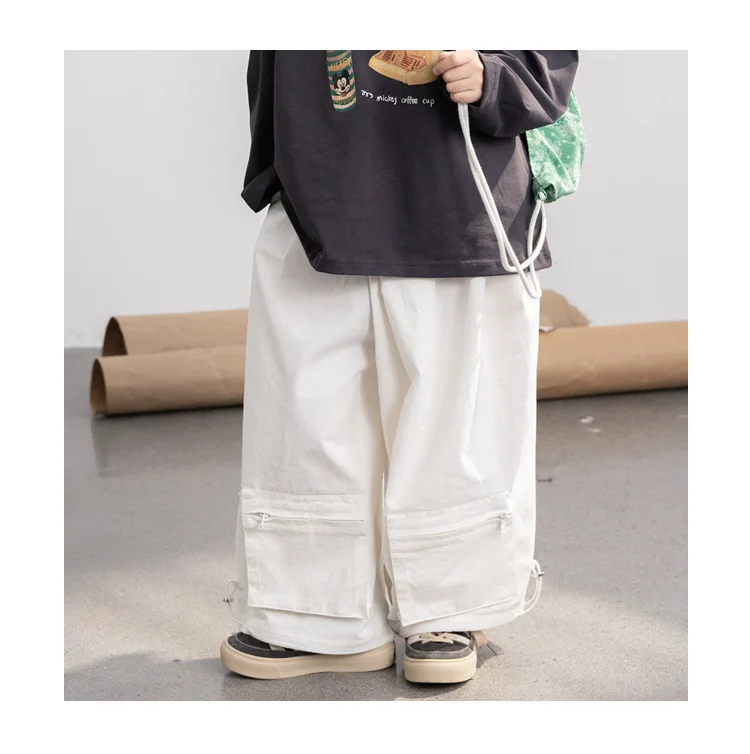 Korean 2024 New Pattern Autumn Boy Big Pocket Casual Pants Primary and Secondary Children Baby Fashion Cotton Soft Pants