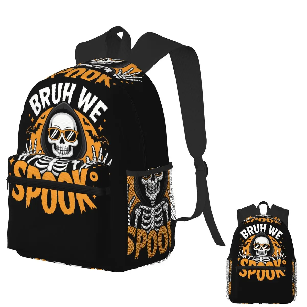 

Halloween Boys Skeleton Bruh Halloween Student Backpack School Bag Hiking Travel Daypack for Boys Girls Bookbag Shoulder Bags