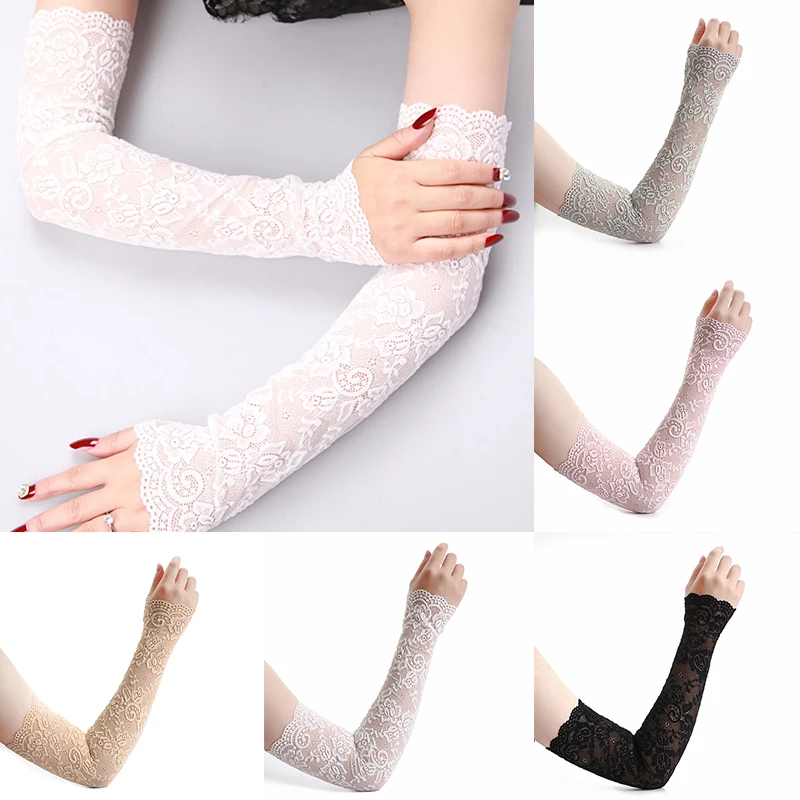 

Gloves Long-sleeved Glove Sunscreen Outdoor Sport Driving Gloves Sun Protection Cover Ice Silk Sleeves Lace Arm Warmers Mesh