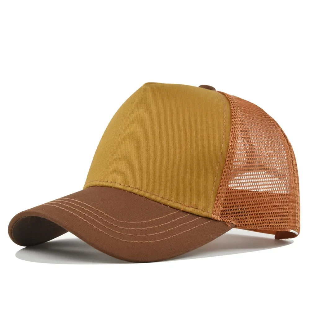 Fashion 5 Panels Baseball Cap Breathable Mesh Cap Solid Color Sun Hats