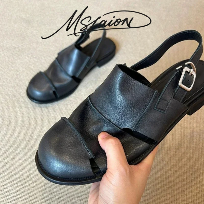 

Slip On Mules Women 2026 New Arrival Closed Toe Low Heel Sandals Retro Comfortable Slippers Woman Summer Casual Shoes