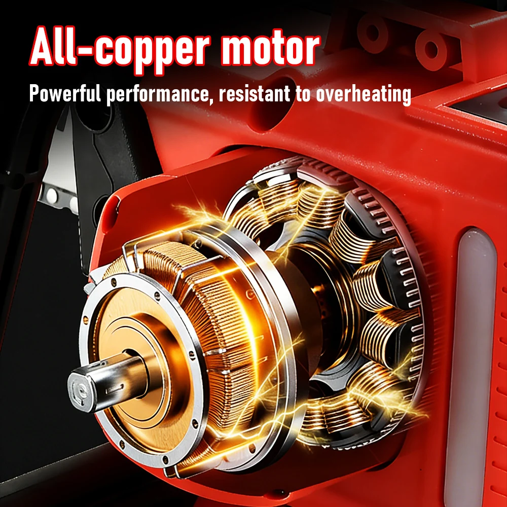 16 Inch Cordless Brushless Electric Chainsaw 21V Rechargeable Wood Logging Cutting Power Tool For Makita with Digital Display