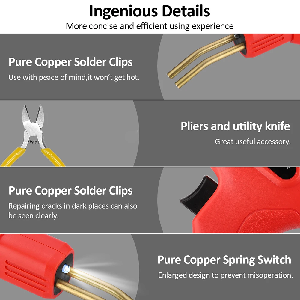 50w máquina de solda de plástico soldador de plástico 200 pçs grampos kit de soldagem de plástico pistola de calor carro pára-choques reparação pistola de soldagem