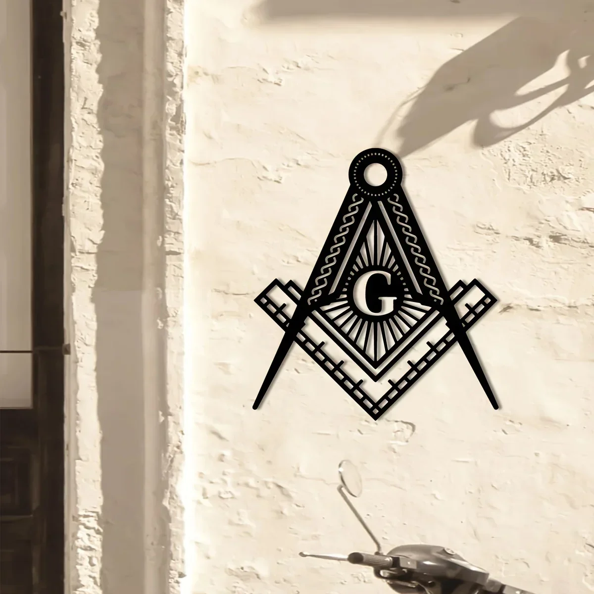 1pc Iron Freemason Wall Plaque, Geometric Masonic Emblem with Intricate Patterns, Durable Indoor Decor for Father