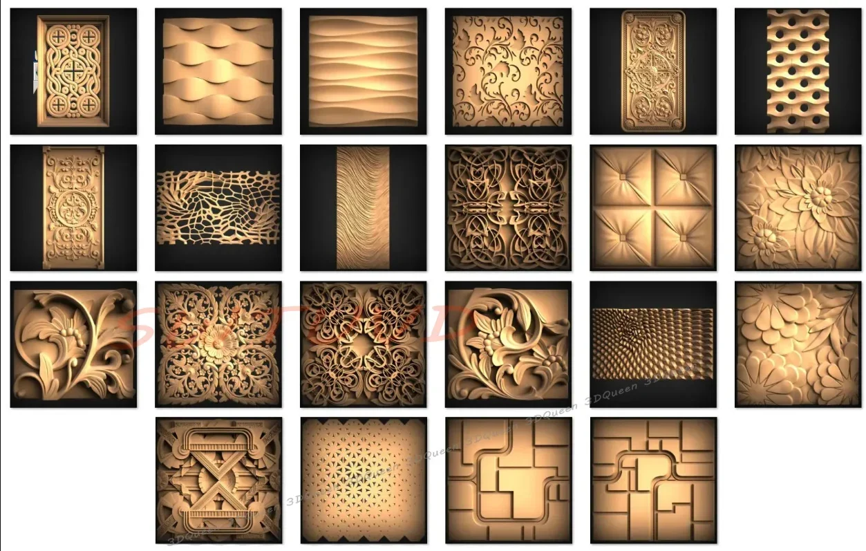 38+ Panel STL File Collection 3D Models for CNC Routers Relief 3D Printer Engraver Milling 3D Printing Drawings Wood Router