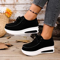 Mocassins à lacets pour femmes, chaussures de marque, mode estivale, couleur unie, plateforme, chaussures plates vulcanisées à enfiler pour l'automne, grandes tailles 2