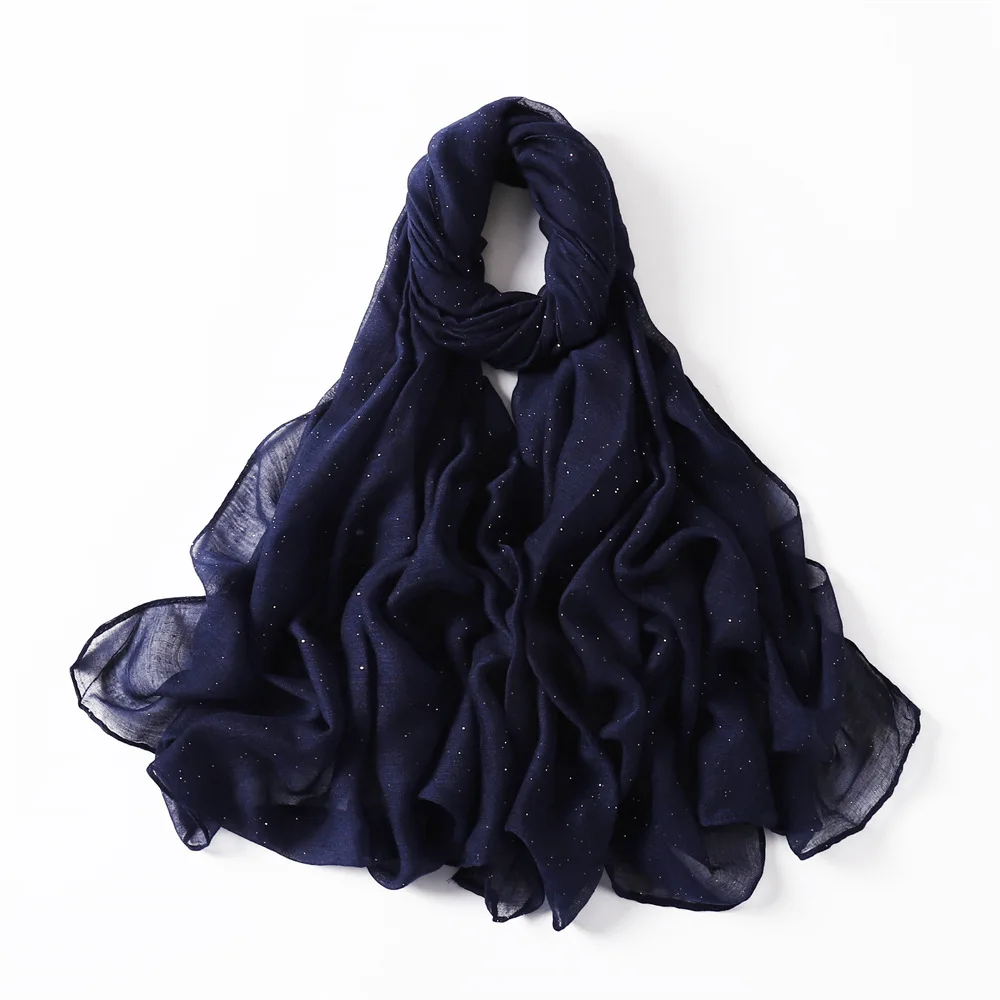 

New Summer Shiny Voile Cotton Linen Women Scarf Girls Solid Sunscreen Thin Scarves Soft Foulard Shawl Casual Female Wrap Shawls