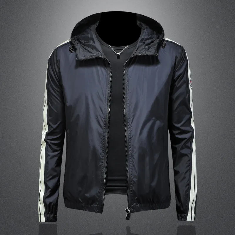 

Новая модная повседневная бейсбольная куртка с капюшоном, высококачественная полосатая куртка на молнии, мужская приталенная куртка.