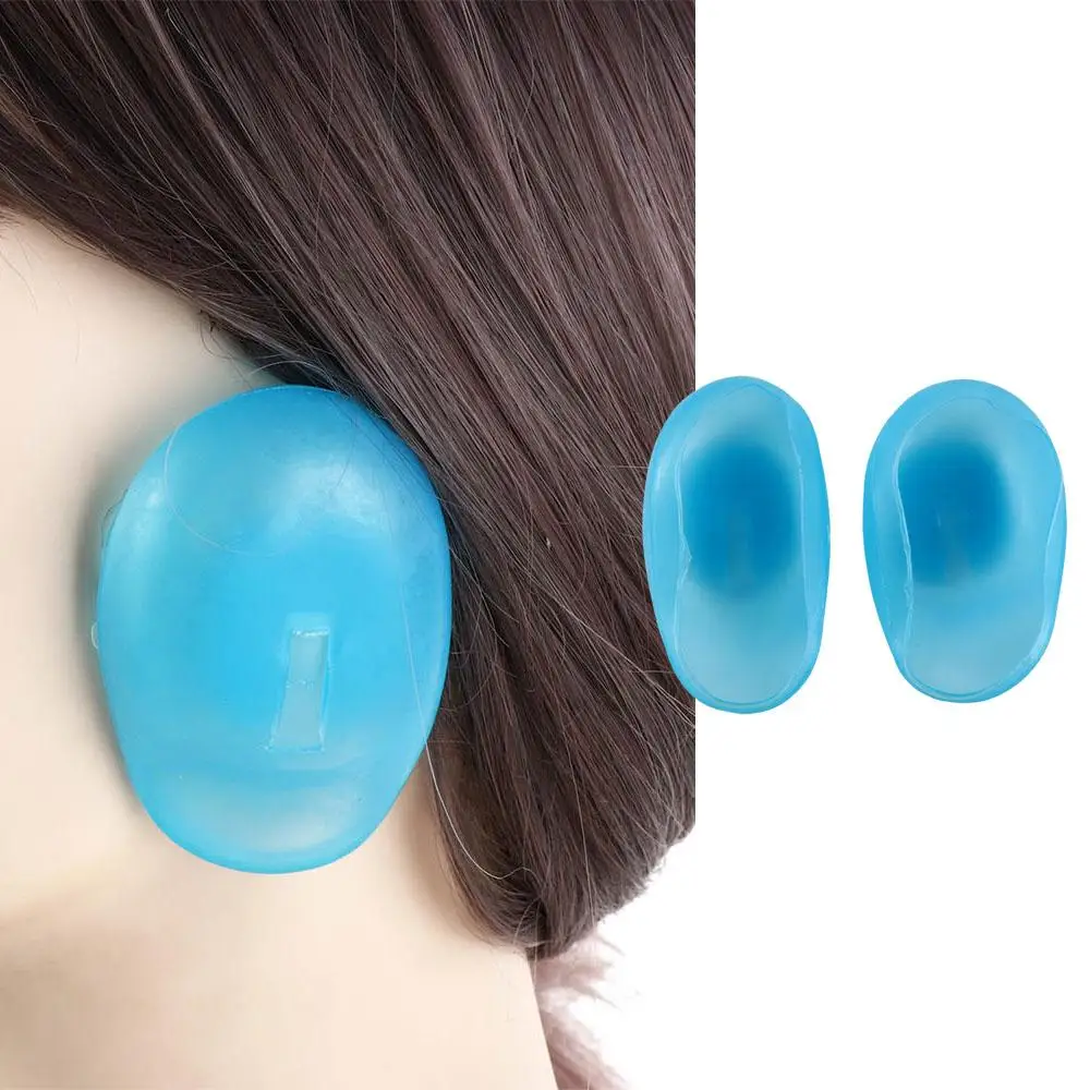 

2pcs Waterproof Silicone Ear Cover Blue Perm Earmuffs Salon Ear Shield Bath Reusable Hair Coloring Dyeing Protector