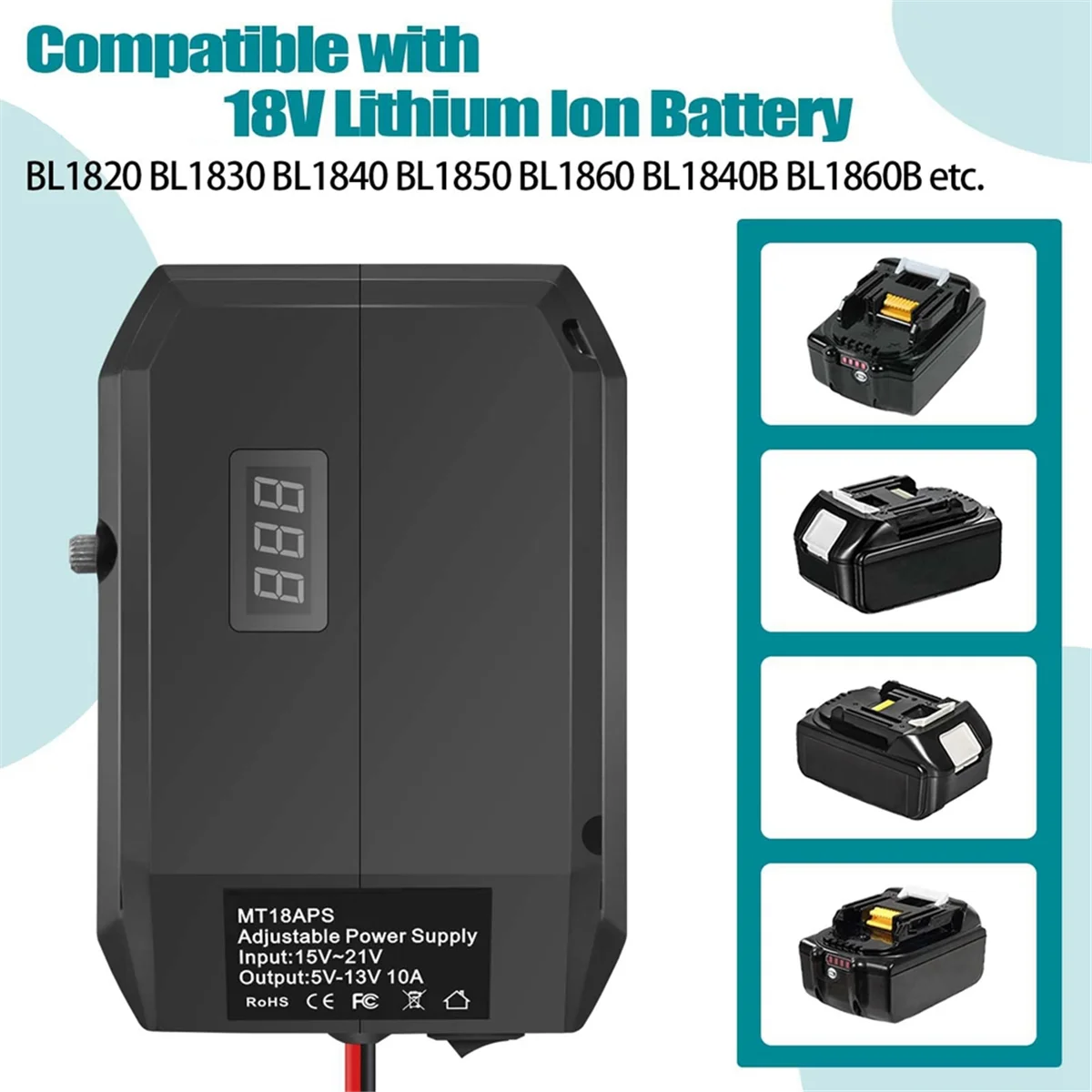 DC 18V to 12V Step Down Converter for Makita 18V Battery, Power Wheels Battery Adapter, Cigarette Lighter Buck Adapter