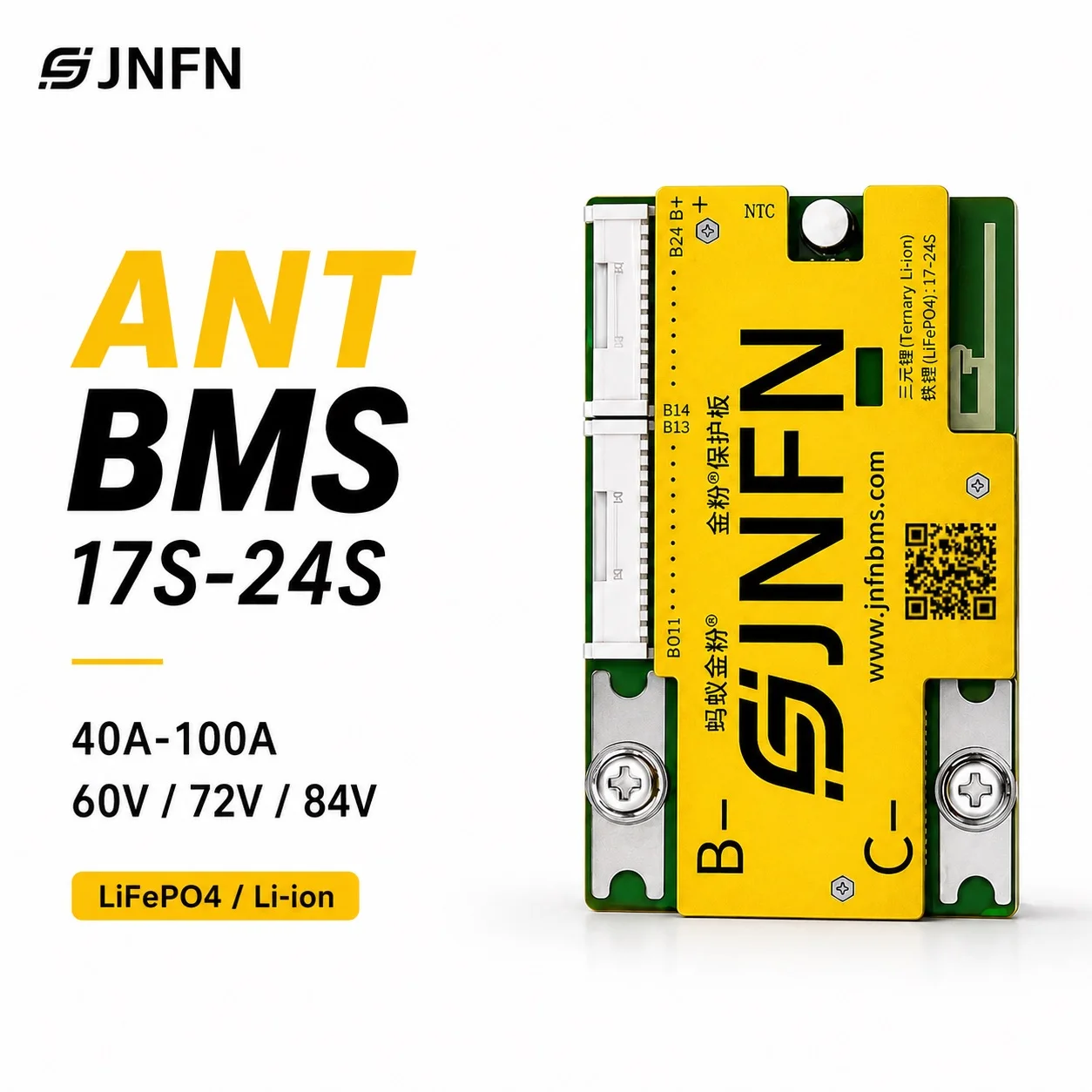 

JNFN ANT BM 17-24S 60V 72V 84V 40A 60A 80A 100A Lifepo4 Li-ion Smart BMS for Electric scooter lithium battery