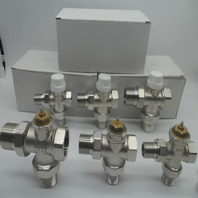 Brass 3 Way Thermostatic Radiator Valve T-Type Heating System Temperature Control Valve DN15 DN20 DN25 DN32