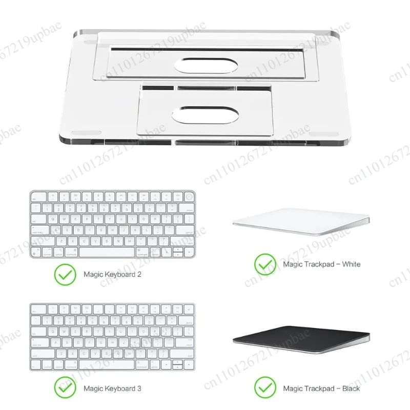 Acrylic Wrist Rest & Bracket for iMac Magic Trackpad 2/3, Touch ID Numeric Keyboard Base, Transparent Crystal Stand Station