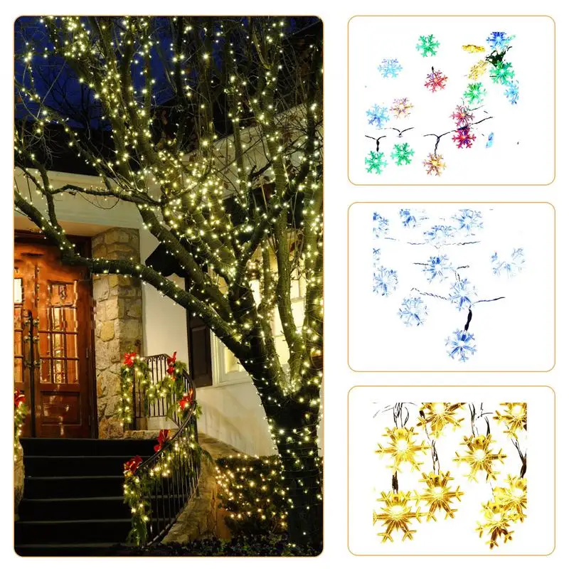 

Solar Christmas Snowflake String Lights 100 LED Waterproof Solar Powered String Fairy Lights 39 FT Solar Snowflake Lights With 8