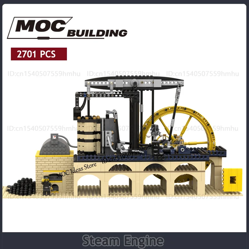 MOC Building Blocks GBC Module Steam Engine Model DIY Assembly Technology Bricks Collection Display Creative Ideas Toys Gifts