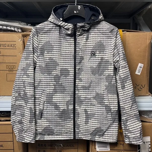 

Double-Sided Wear Men's Hooded Windbreaker Jaet Casual Spring Autumn Blue And Floral Patterned Two-Way Zipper Loose Fit