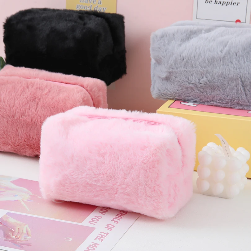 Plush Pencil Case Kawaii Stationery Pencilcase Large Capacity Estuches Escolares Pen Case Cute School Supplies Pencil Cases