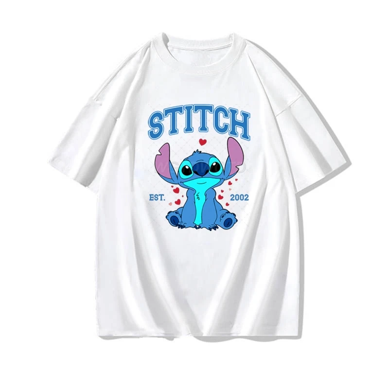 

Большая футболка с принтом «СТИЧ и АНГЕЛ» из мультфильма Диснея, летняя мужская и женская памятная футболка с короткими рукавами для пар