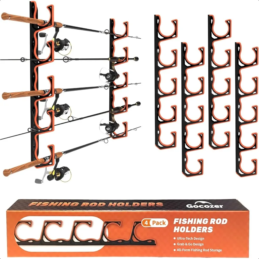 

Fishing Rod Holder for Garage H5 Wall or Ceiling Mounted Fishing Pole Holders with Soft Protective Pad Fishing Rod Storage Orga