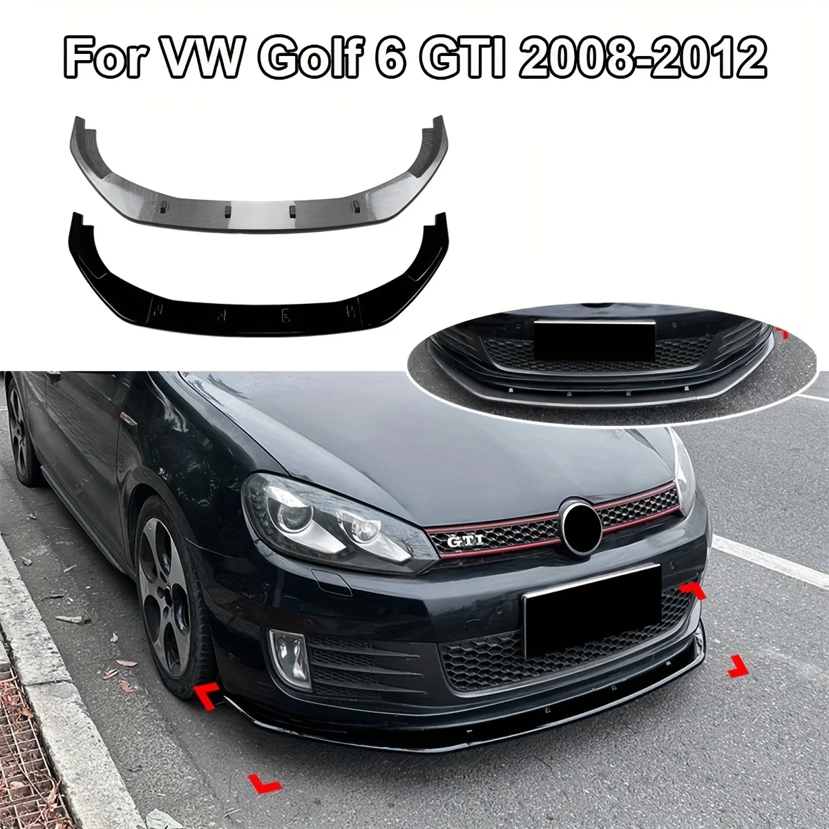 

Front Bumper Lower Spoiler / Front Lip/Splitter - Protective Guard Cover-Compatible with Volkswagen Golf 6 MK6 GTI (2008–2012)