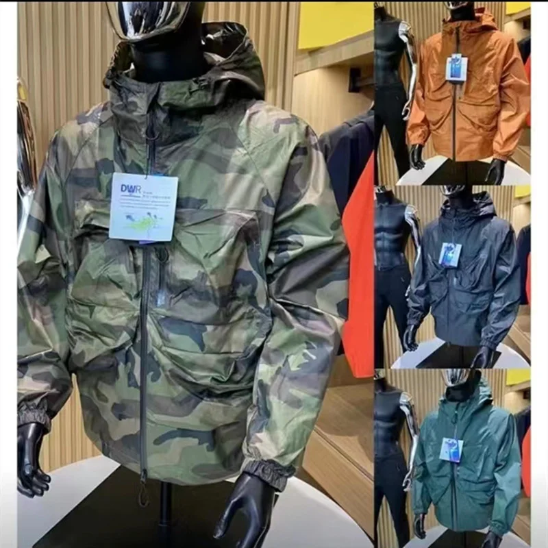 

Spring Summer Urban Outdoor Multi Pocket Hooded Charge Coat Men Women's Couple Work Jacket Trekking Travel Camping Stormsuit